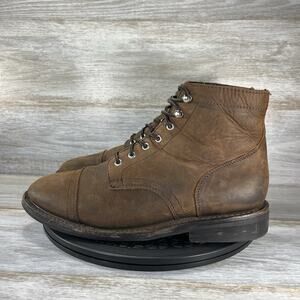 Thursday Boot Company Men's Captain Brown Leather Cap Toe Lace Up Boots Size 9.5